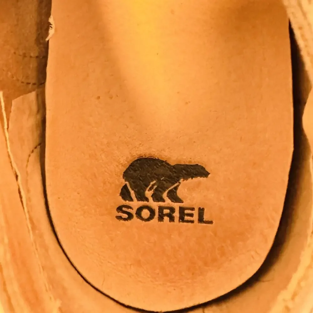 Sorel Shoes Mens 12.5 Beige Leather Wingtip Oxford Brogue Lace Up Casual Sneaker
